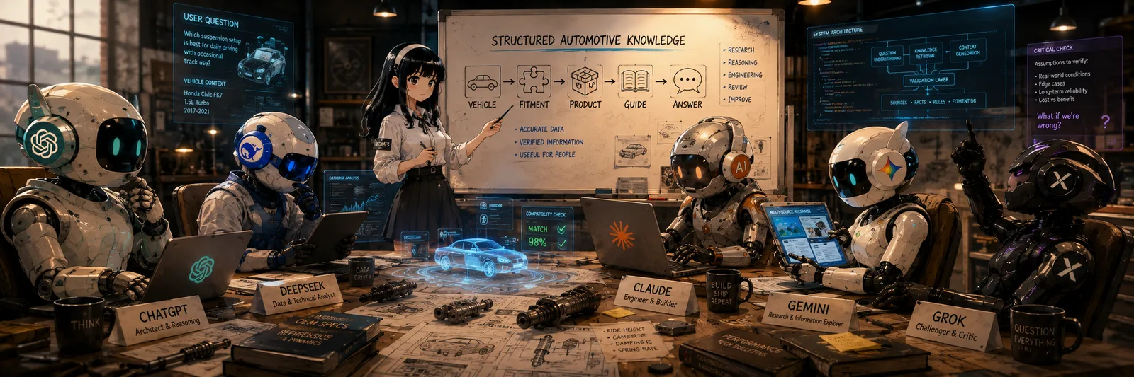 Illustration of multiple AI tools working together behind the platform