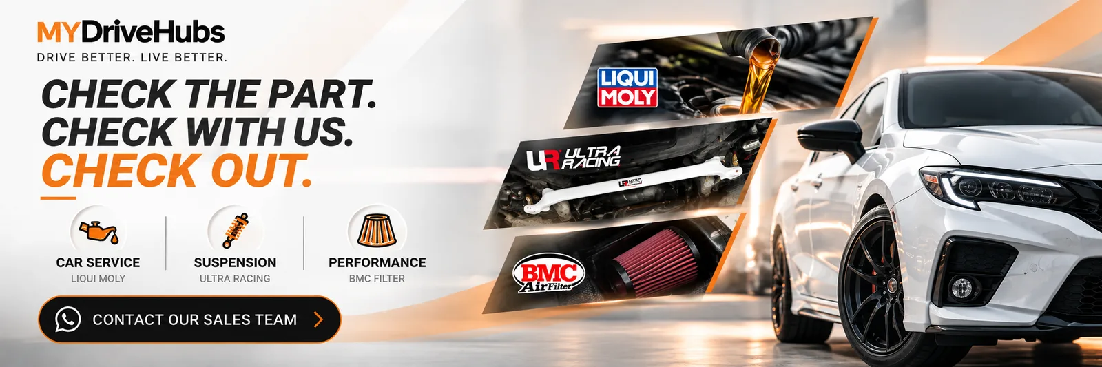 MYDriveHubs - Check the part. Check with us. Check out. Liqui Moly, Ultra Racing, BMC